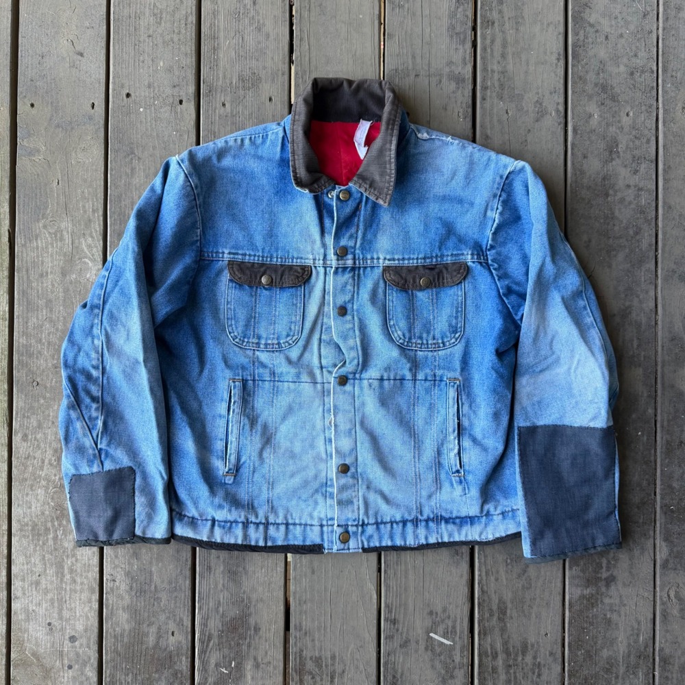 Key Imperial Vintage Denim Work Jacket Blue Quilted Lined Corduroy Chore Coat L